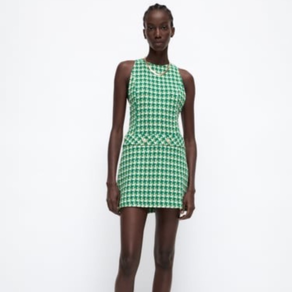 Zara Green Tweed Dress